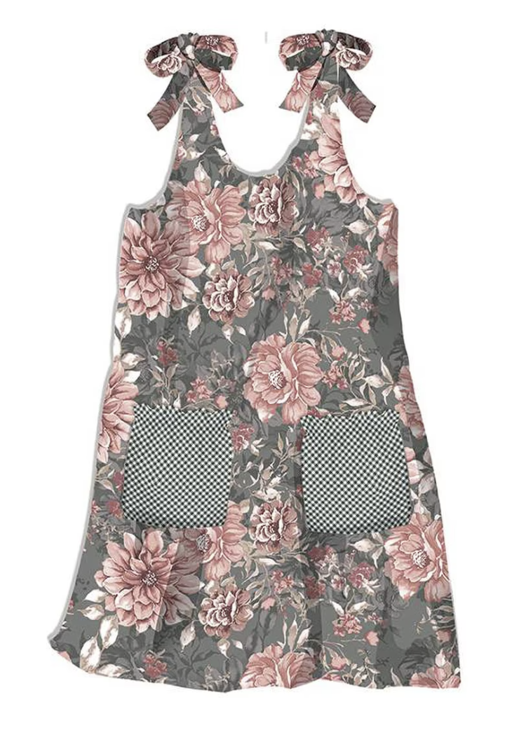 A Walk on the Prairie Pinafore Panel- Sage Gray