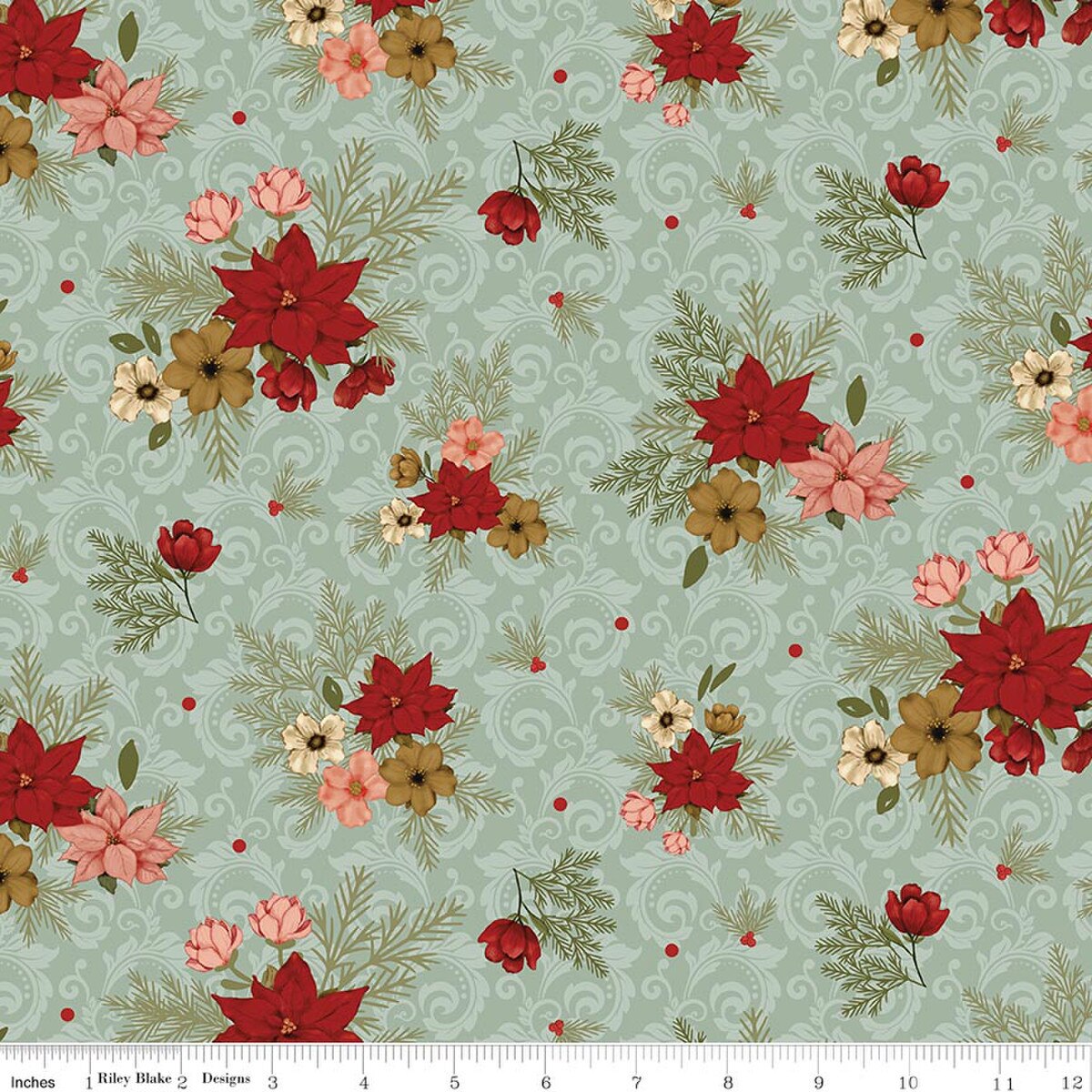 Christmas Greetings Floral- Sage