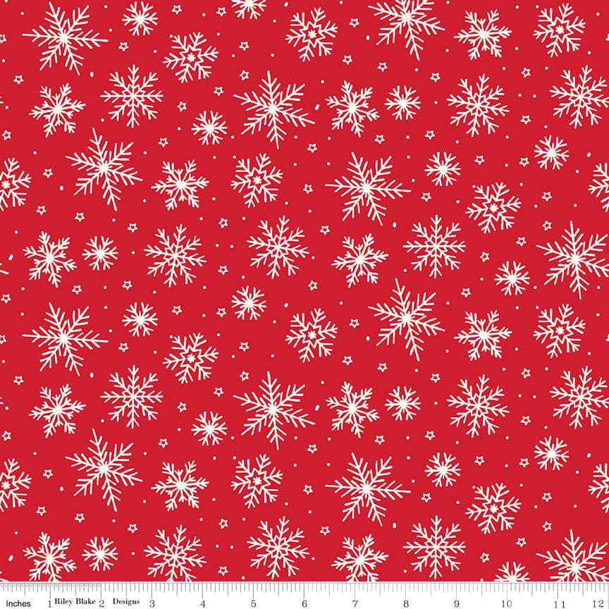 Flannel The North Pole Snowflakes- Tomato Red