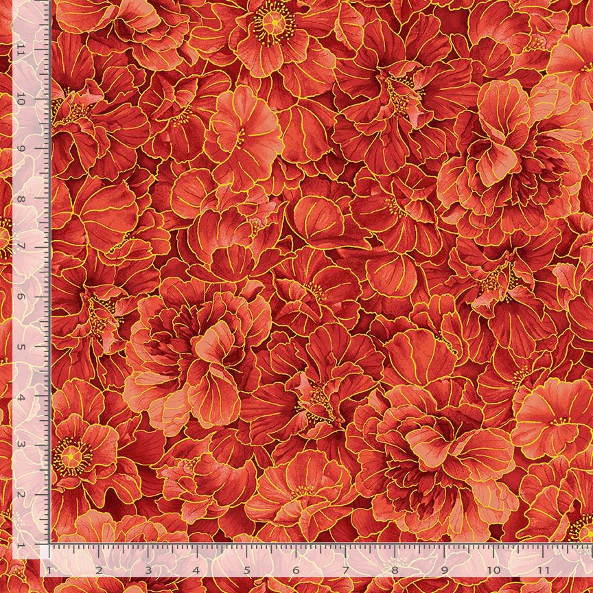 Packed Peony Metallic- Red