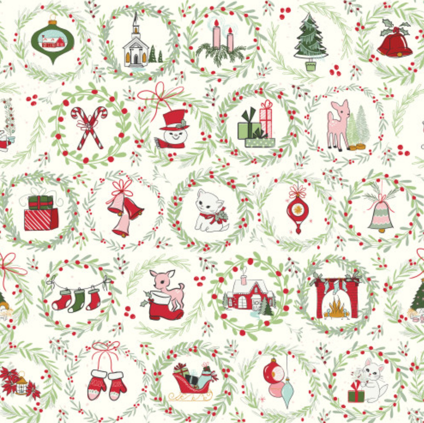 Mistletoe and Holly Wreaths- Cloud