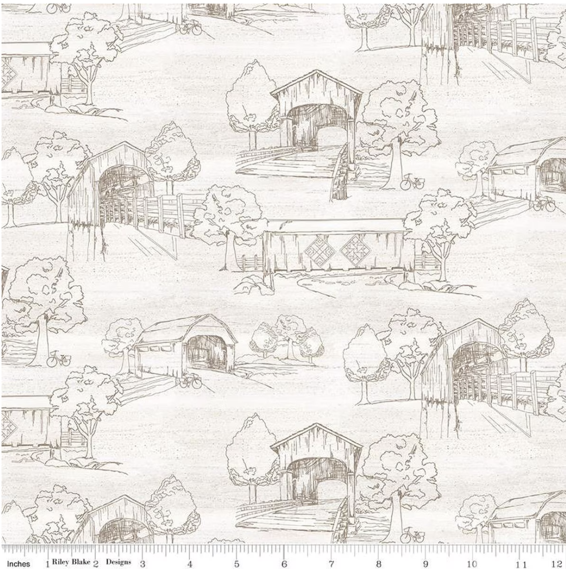 Wide Back Covered Bridges in Spring Toile- White