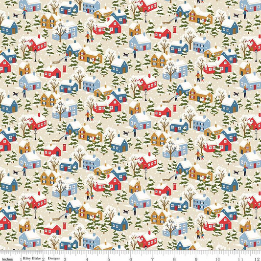 Liberty: Festive Greetings Festive Village B- Cream