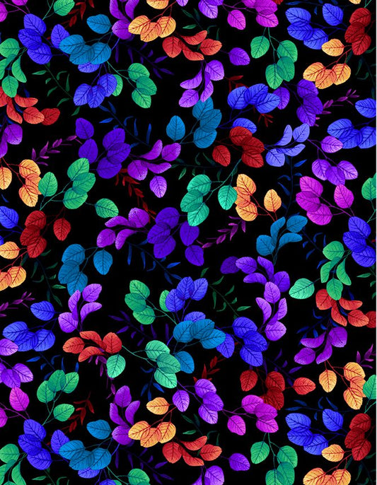 Tossed Bright Leaves- Black