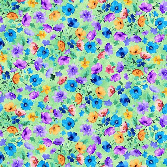 Nasturtium Floral Field- Green