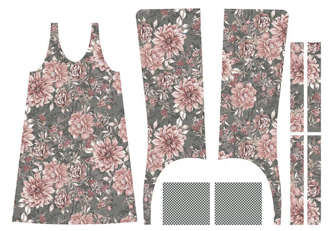 A Walk on the Prairie Pinafore Panel- Sage Gray