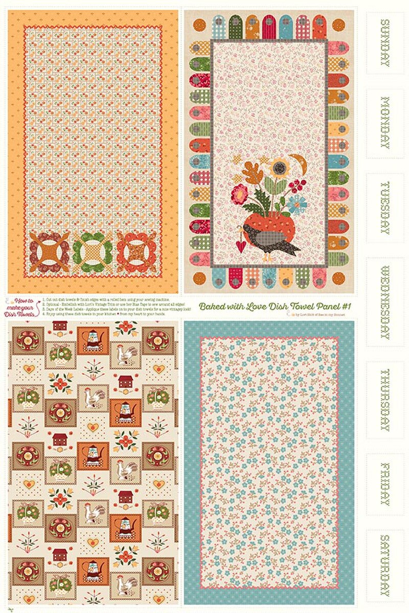 Baked With Love Home Decor Dish Towel Panel #1