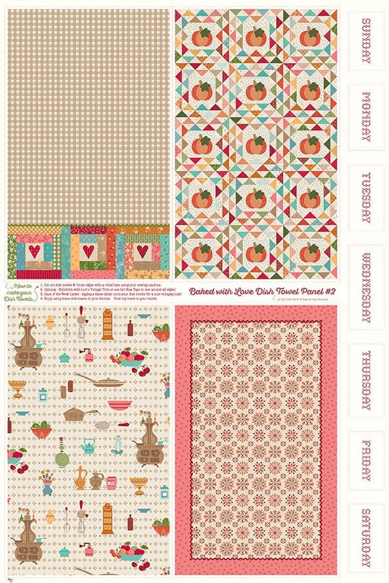 Baked With Love Home Decor Dish Towel Panel #2