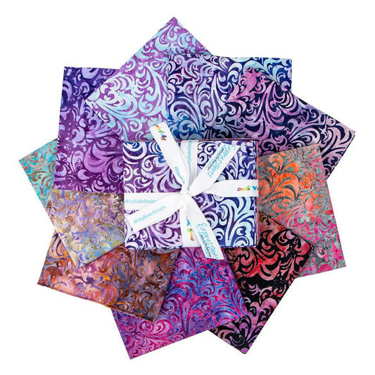 Batiks Elementals Twirl & Swirl Pinks and Purples Fat Quarter Bundle B