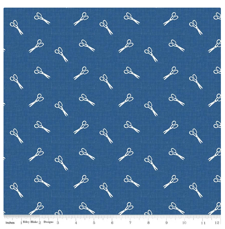 Blue Blooms and Threads Scissors- Denim