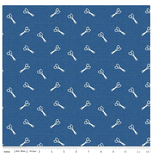 Blue Blooms and Threads Scissors- Denim