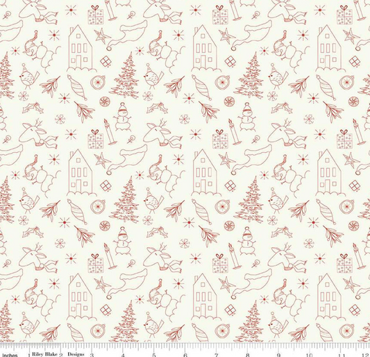 Christmas is in Town Doodles- Cream