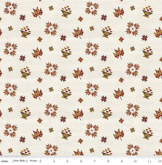 Covered Bridges in Fall Block Toss- Cream