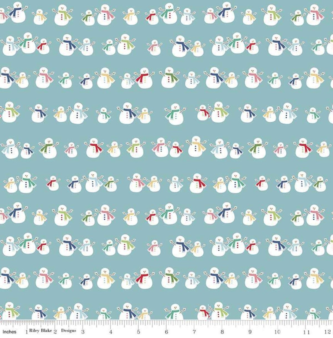 Cozy Christmas Snowmen- Blue