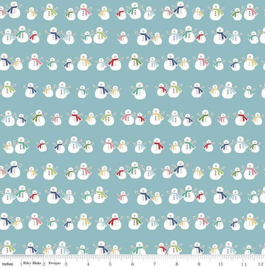Cozy Christmas Snowmen- Blue