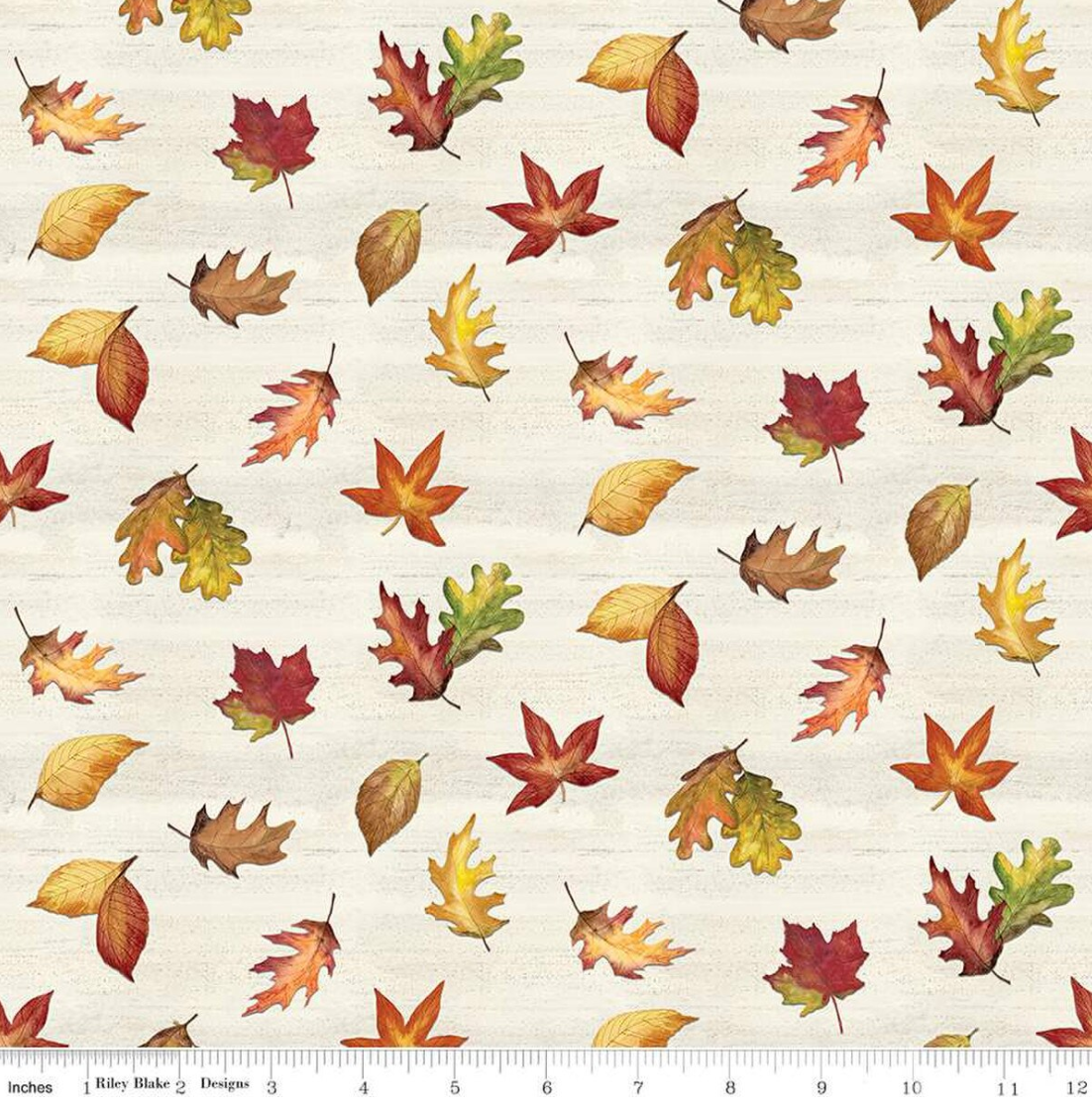 Covered Bridges in Fall Leaf Toss- Cream