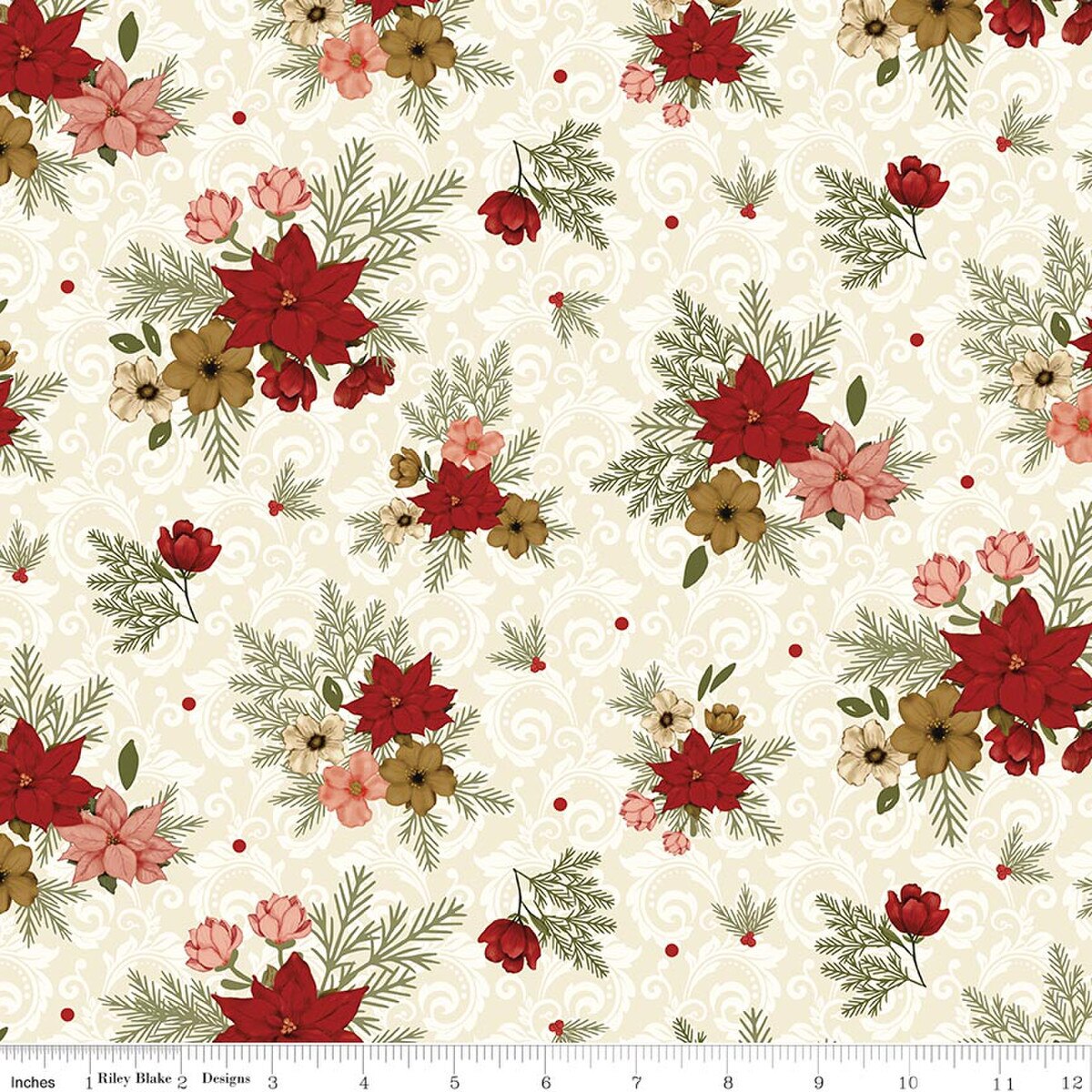 Christmas Greetings Floral- Cream