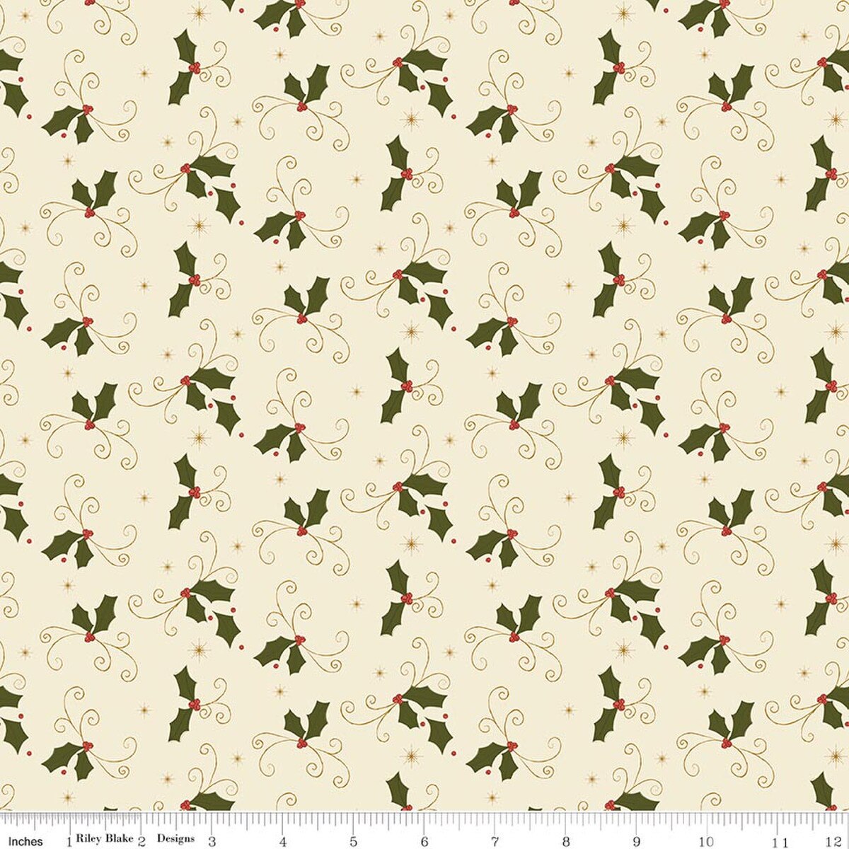 Christmas Greetings Holly- Cream