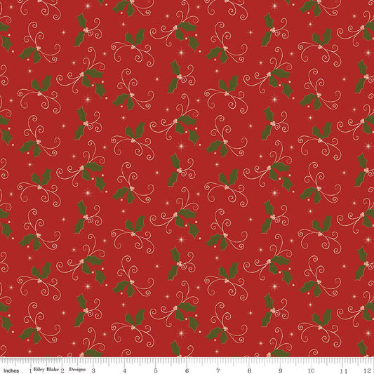 Christmas Greetings Holly- Red