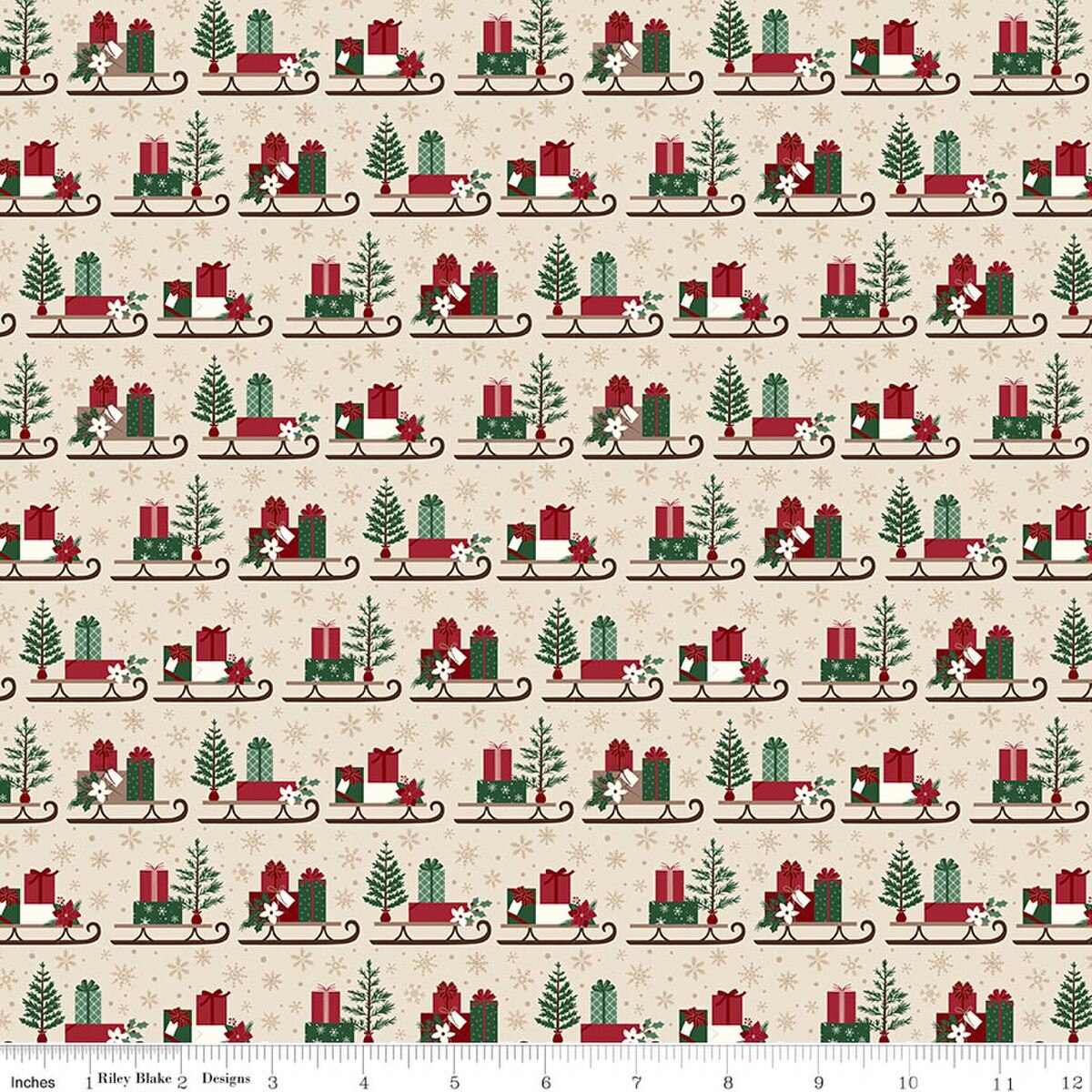 Christmas Time Sleds- Linen