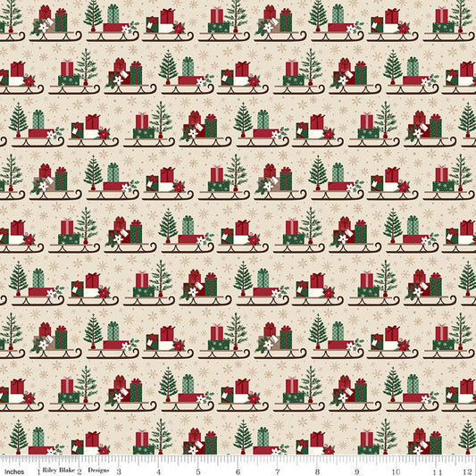 Christmas Time Sleds- Linen