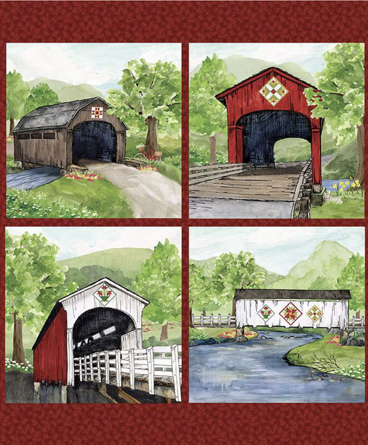 Covered Bridges in Spring Covered Bridges Pillow Panel