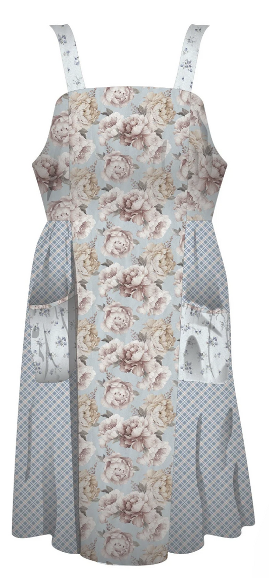 Daybreak on the Prairie Cottage Core Apron Panel- Blue
