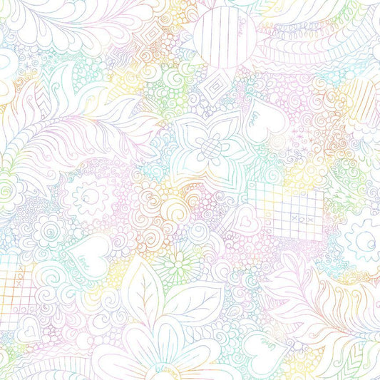 Wide Back Doodle Floral - Pastel