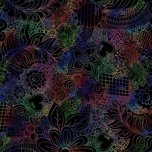 Wide Back Doodle Floral - Prism