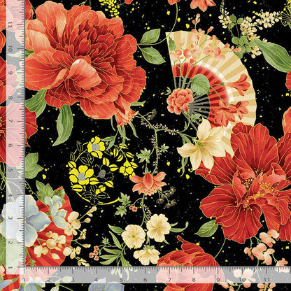 Focal Floral Metallic- Black