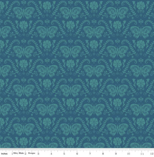 First Blooms Butterflies- Denim