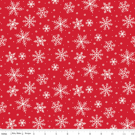 Flannel The North Pole Snowflakes- Tomato Red