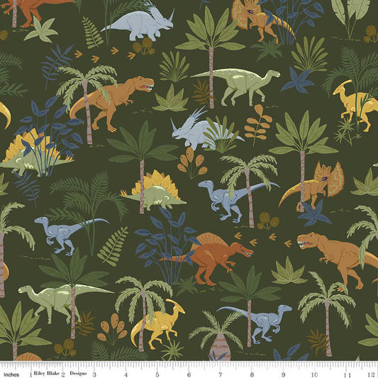 Flannel Cretaceous Jungle Dinos - Forest