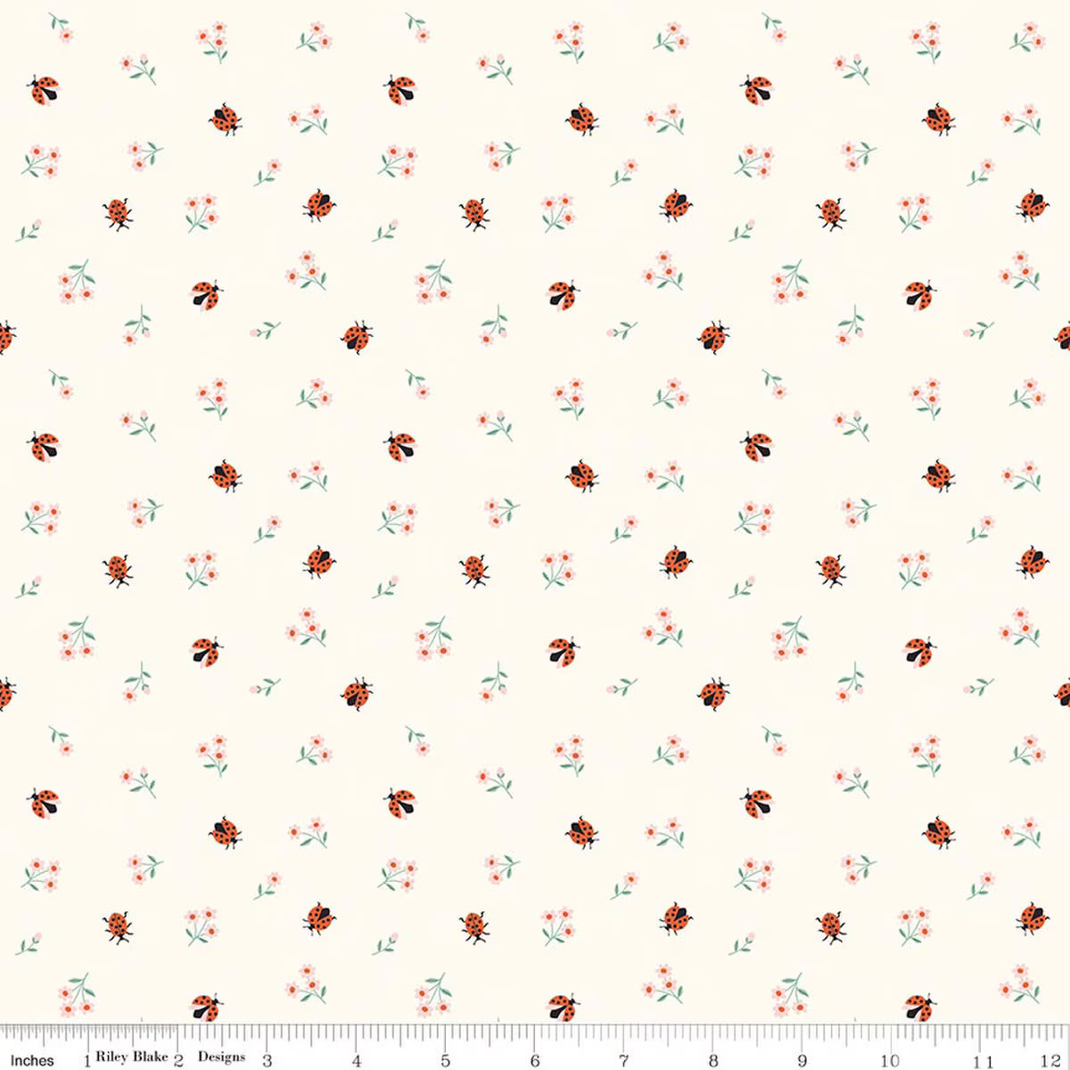 Flannel Meadow Moments Ladybugs - Cream