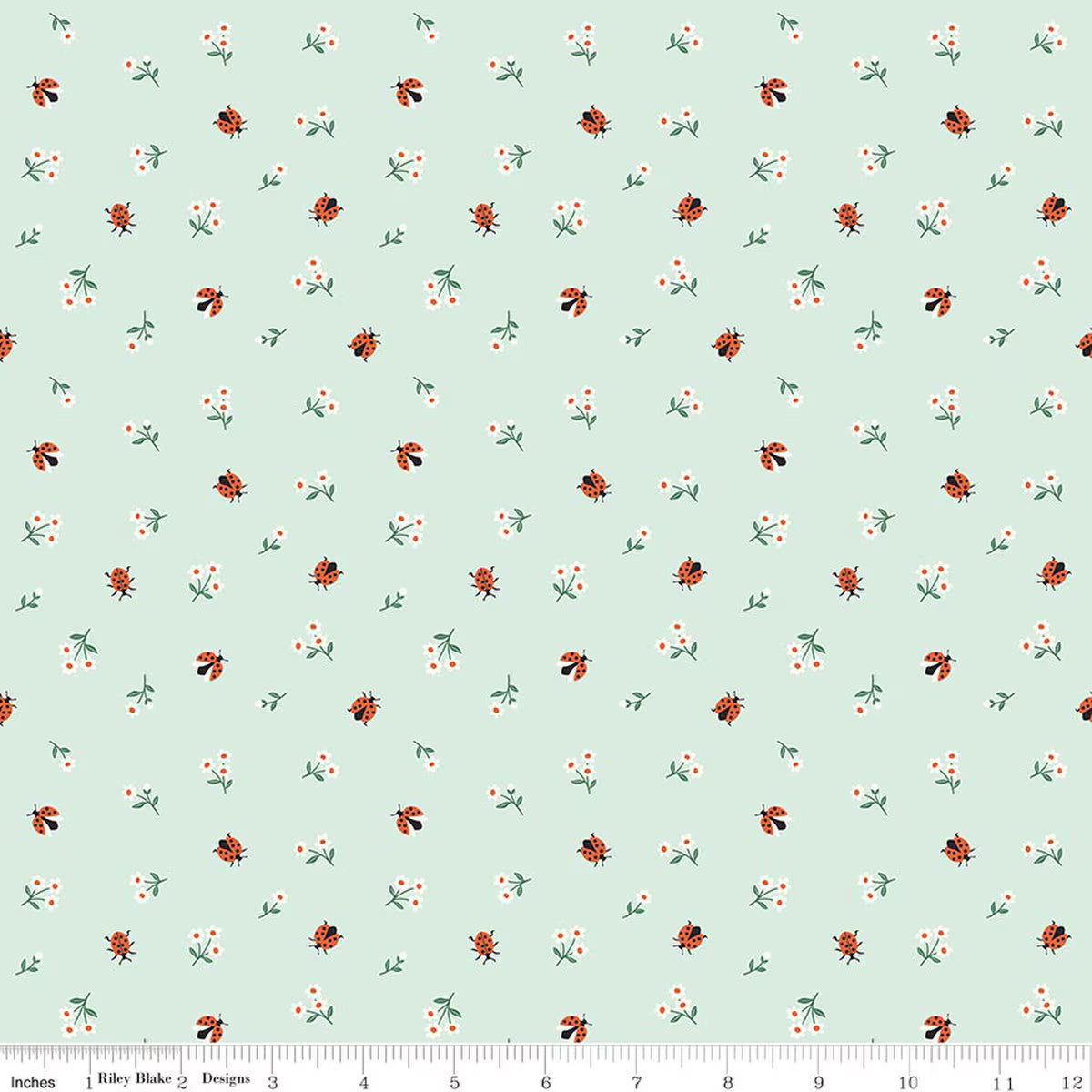Flannel Meadow Moments Ladybugs - Mint
