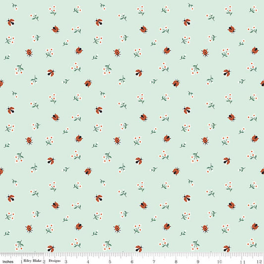 Flannel Meadow Moments Ladybugs - Mint