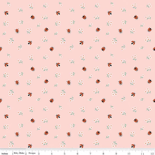 Flannel Meadow Moments Ladybugs - Pink