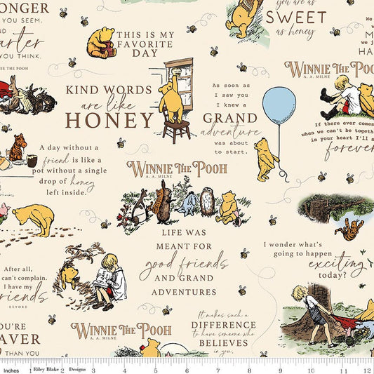 Flannel Winnie the Pooh Quotes - Cream