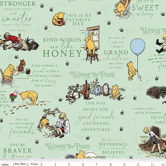 Flannel Winnie the Pooh Quotes - Green