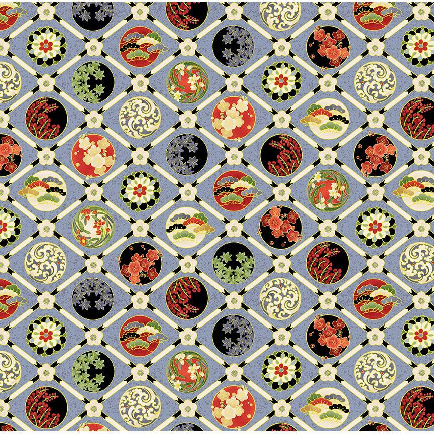 Floral Check Metallic- Grey