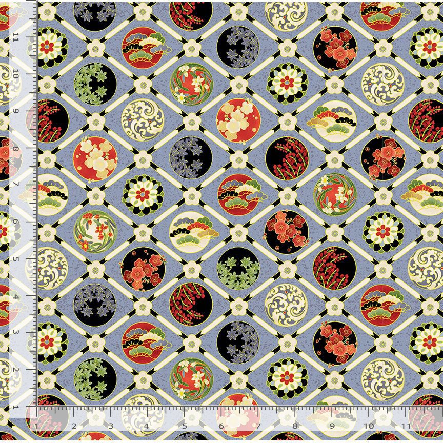 Floral Check Metallic- Grey