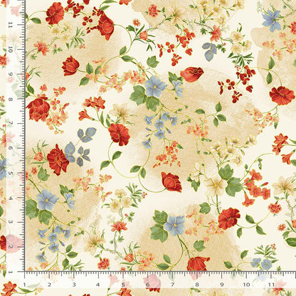 Floral Vines Metallic- Cream