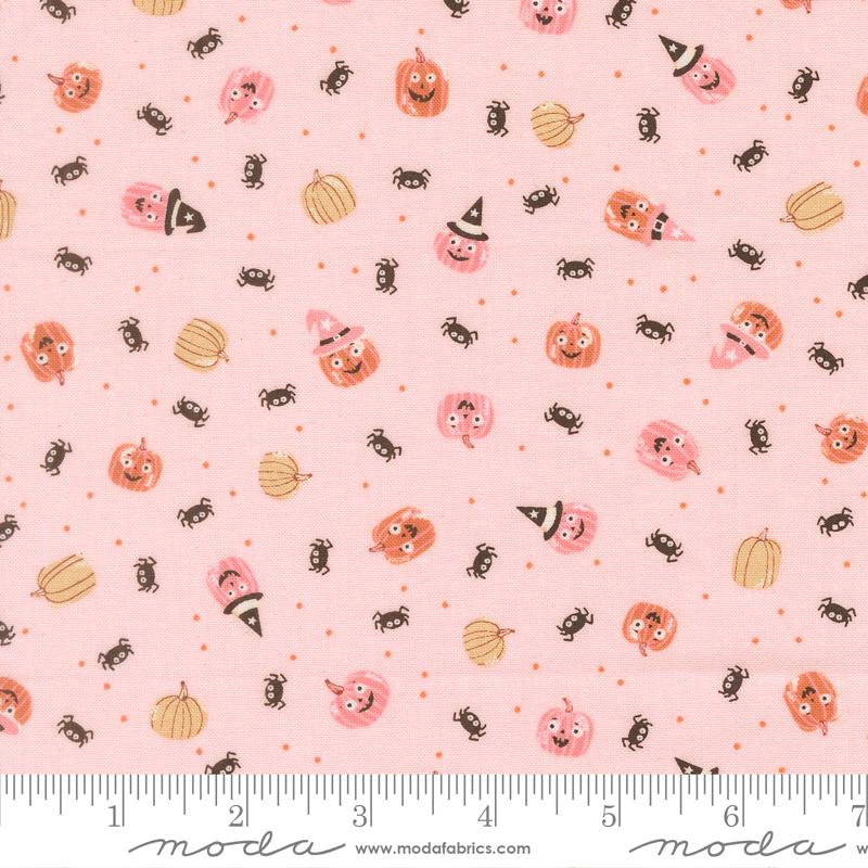 Friendly Pumpkin and Spiders Novelty- Pink