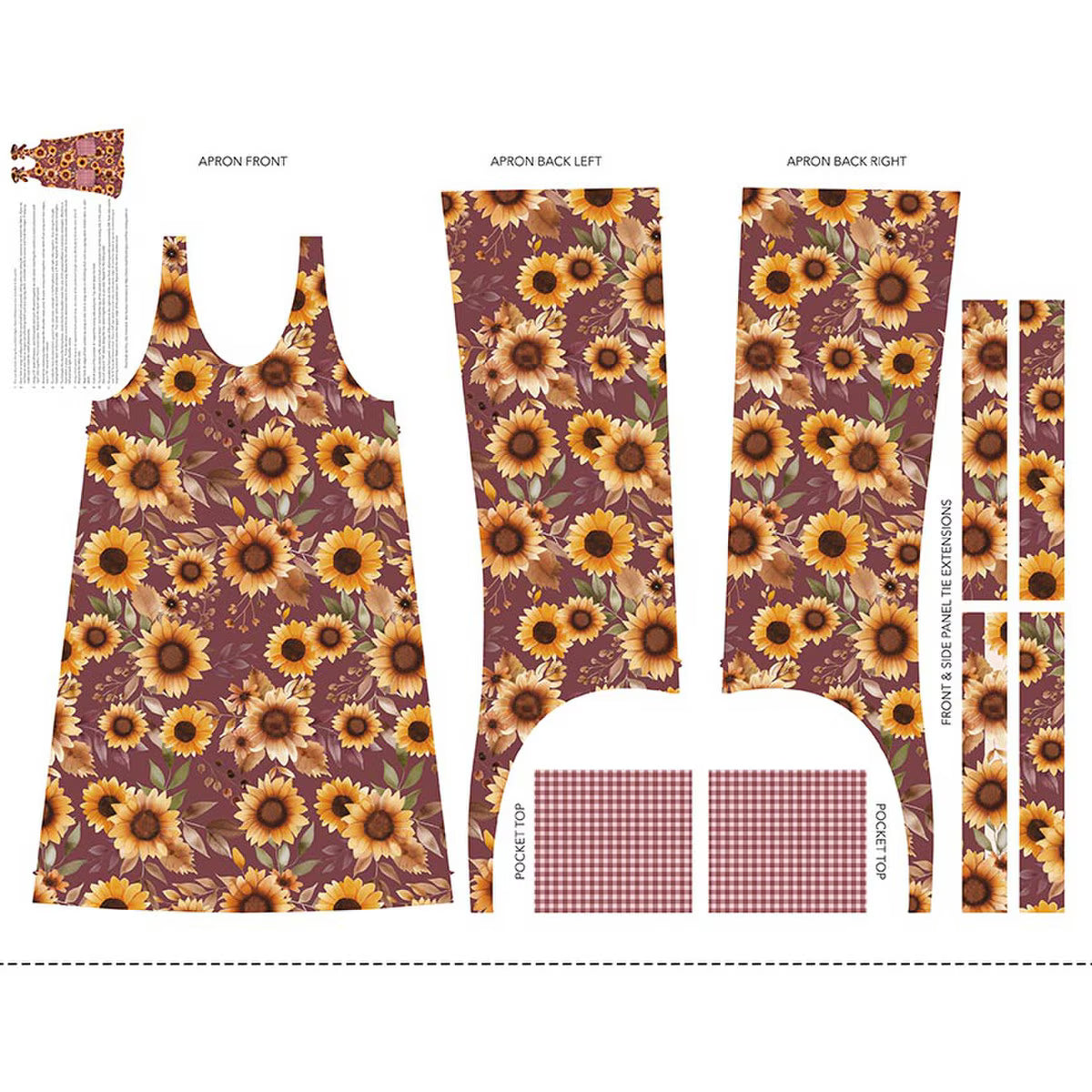Harvest on the Prairie Home Dec Sunflower Pinafore Panel- Wine