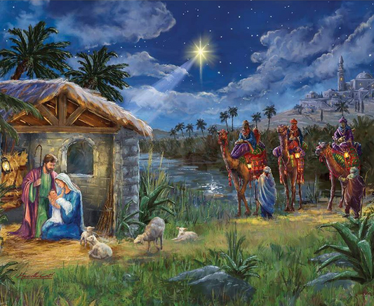 Christmas Wishes Nativity 36" Panel