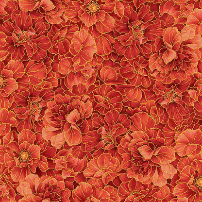 Packed Peony Metallic- Red