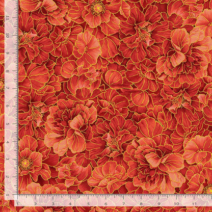 Packed Peony Metallic- Red