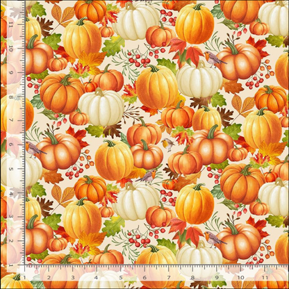 Pumpkin on Leaves- Cream