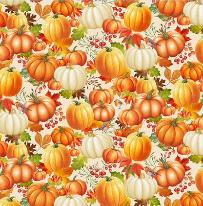 Pumpkin on Leaves- Cream