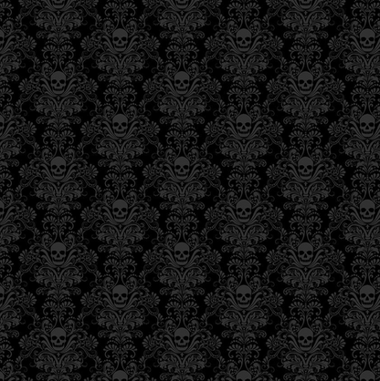 Skull Damask- Black